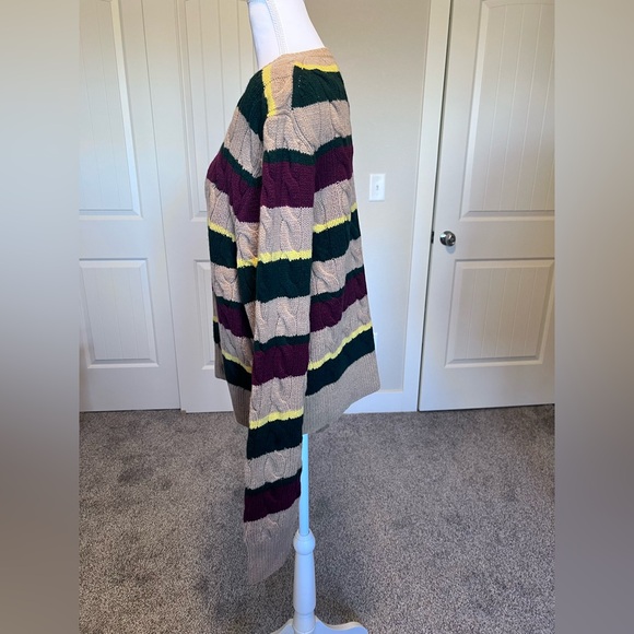 NWT Ralph Lauren Cable Knit Striped Cardigan Sweater 90% Wool 10% Cashmere SzXXL - Picture 7 of 12